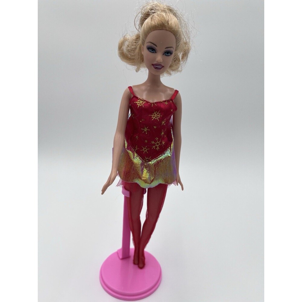 Barbie Ballerina Christmas Doll Red Dress Mattel 2007 Made In Indonesia